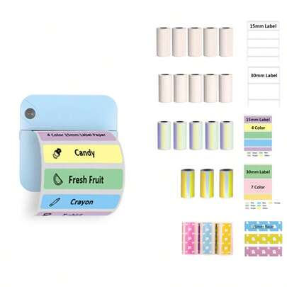 [Multi-Functional Portable|Mini Thermal Printer] Portable Mini Thermal Printer With Roll Of Thermal Label Sticker Paper| Compatible IOS& Android| Inkless Smart App For Receipts, Labels, Photos, Text