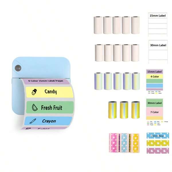 [Multi-Functional Portable|Mini Thermal Printer] Portable Mini Thermal Printer With Roll Of Thermal Label Sticker Paper| Compatible IOS& Android| Inkless Smart App For Receipts, Labels, Photos, Text