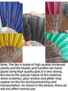 Shiny Portable Fan With Transparent Frame, Multi-Color Sequins, Summer Accessory For Festivals, Holidays, Concerts, Weddings, Travel, Party Gifts - Multicolor - View 8