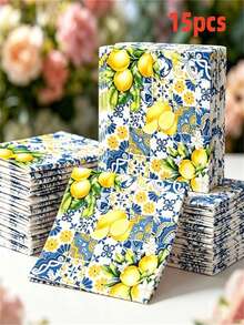 20pcs/40pcs/60pcs/80pcs/Lemon Party Napkins, Disposable Paper Napkins, Yellow Birthday Party Decoration Napkins, Suitable For Daily, Holiday, Summer Party, Wedding Table Decor And Scrapbooking - Multicolor - View 6