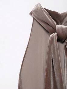 CAREE Women's Spring & Summer Dusty Rose Satin Cowl Neck Back Tie Halter Sleeveless Asymmetric Hem Loose Flowy Blouse Top - Rusty Rose - View 3