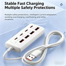 Hub Multi-Port 8-in-1: Satu Kabel Menghubungkan 8 Port (4 Port USB + 4 Port Type-C), Adaptor Daya Multi-Port Gaya Dock Pengisian Cepat PD - Putih - View 4