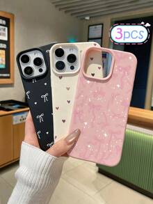 3pcs New Leather Texture White Shell Full Screen Colorful Heart Painted Anti-Drop Phone Case Protective Cover Compatible With Ip14,Ip14pro,Ip14promaxip13,Ip13pro,Ip13promaxp11,Ip11promaxip12,Ip12pro,Ip12promanxipXRipXS,Ip15,Ip15pro,Ip15promax,Ip16,Ip16pro,Ip16promax,Ip17,Ip17pro,Ip17air,Ip17promax Premium Anti-Drop Phone Case - Multicolor - View 1
