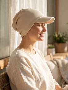 CONFLASS Women's Ribbed Loose Turban Hat With Brim, Elastic Lightweight Muslim Hijab Inner Cap, Solid Color Sun Protection Student Headwear - Multicolor - View 2