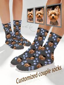 1 Pair Customized Face Pattern Socks, Personalized Photo Socks, Custom Printed Socks, Funny Face Socks, Custom Pattern Socks, Print Any Face Pattern On Socks, Anniversary Gift, Valentine's Day Gift, Unique Birthday Gift, Personalized Collectible - Multicolor - View 9