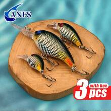 ANFS 3件組釣魚路亞,混色設計,逼真小型魚形曲柄路亞,適用於淡水與鹹水釣魚 - 彩色 - 查看 5