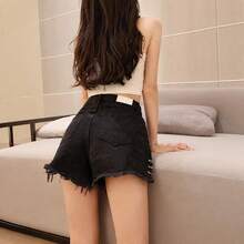 Women Denim Shorts - Black - View 4