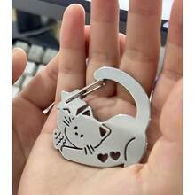 JRESSIAL Cute Cat Carabiner Decorative Pendant - Silver - View 3