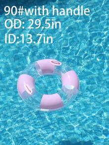 1 pieza Anillo de natación transparente con bloques de color macaron y lentejuelas, con asa opcional, flotador inflable para piscina para adultos, adecuado para nadar en la playa - Multicolor - Ver 9