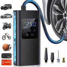 120W 数字轮胎充气泵，150 PSI 便携式空气压缩机，适用于汽车和摩托车，带 LED 灯 - 黑色 - 查看 3