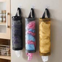 Organizador De Sacolas Plásticas Suporte De Parede Em Rede Para Cozinha Dispenser Puxa Saco Multiuso De Pendurar Saco De Armazenamento De Lixo Organização De Casa - Color aleatorio - Visão 5