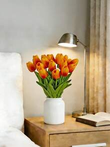 3pcs Artificial Tulip Flowers Home Decor Artificial Flowers Suitable For Wedding, Room, Home, Hotel, Party, Event, Birthday Gift, Living Room, Bedroom, Indoor And Outdoor Decoration Fake Flowers - Sunset Glow - View 4