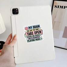 1PC 3Inch 1PC 3In" My Brain Has Too Many Tabs Open Sticker Funny Brain Chaos Quote Neurodivergent Humor Decal Aesthetic Decor For Laptops Water Bottles Notebooks Planner Journals Lockers Kindles Cups Refrigerators For Students Teachers Creatives - Multicolor - View 7