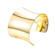 3pcs European & American Wide Open Cuff Bracelet Set, Vintage Gold-Plated Wrinkled Texture Metal C-Shaped Bangle - Gold - View 4