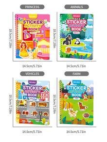 Libro de pegatinas de gelatina reutilizable para niños, libro de actividades de pegatinas de dibujos animados con múltiples escenas, juguete de pegatinas portátil y silencioso, regalo - Multicolor - Ver 10