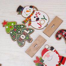 2D Flat, 4pcs Decorative Art Wooden Statue Set - Santa Claus, Snowman And Christmas Tree Design - Suitable For Christmas, New Year And Winter Multi-Functional Holiday Decoration - No Power Required - A - View 8
