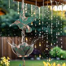 Outdoor 8.8ft Hummingbird Rain Chain, Drainage Gutter Downspout Rain Chain With 12 Copper Lotus Water Cups, Practical And Decorative Replacement Accessory - Hummingbird - View 9