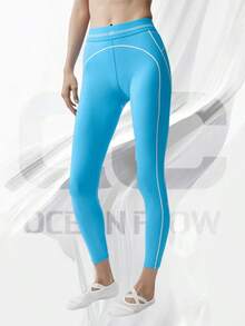 Airbrush High-Waist 7/8 Heart Throb Legging - 天藍色/白色 - 查看 1