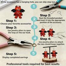 6pcs Resin Halloween Red Devil Pendants, Suitable For DIY Jewelry Making, Perfect For Party Accessories, Earrings, Necklaces, Bag Charms - Red Devil Pendant - View 2