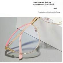 New Cat Eye Glasses Fashion Rhinestone Studded - Gold - View 2