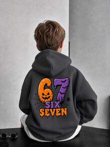 [Halloween] 1pc Halloween Spider Web Spider #67 Kids Sweatshirt Dark Grey 6-7 Years Old Birthday Boys Girls Spring/Autumn - Dark Grey - View 3