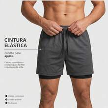 2-In-1 Double Sports Dry Fit Shorts With Pocket Gym Shorts Sports Shorts - Dark Grey - View 8