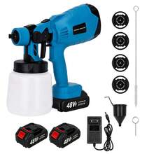 Pistola de Pintura Profissional 48VF 2 Baterias 200W 1000ml - Azul - Visão 2