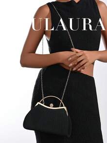 OpulAura 歐美女款時尚閃亮水鑽晚宴包，亮晶晶奢華高端鑽石晚宴手拿包，靜奢風手拿包，適合舞會、派對、雞尾酒會、生日派對禮服搭配，適合作為生日禮物、新娘手拿包 - 黑色 - 查看 10