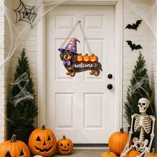 1/4pcs Halloween Ghost Bat Wooden Hanging Decor Dachshund Pumpkin Decor Sign For Outdoor Tree Yard Garden, Holiday Home Wall Party Decor Accents Courtyard Gate Welcome Sign - Halloween Hanging Sign - View 5