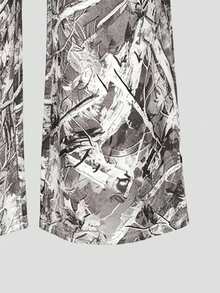 2pcs Outdoor Hunting Tween Boy Letter Print Hoodie And Plant Print Cargo Pants Set - Grey - View 8