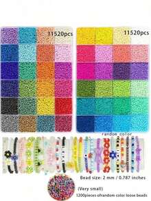 600pcs/5200pcs/10400pcs 3mm Seed Beads Jewelry Making Kit, For DIY Bracelets, Necklaces, Earrings, Bracelets, Rings, Jewelry, Gifts, Crafts, Keychains, Adult Handmade Bracelet Craft Set, Colorful Assortment (Random Colors) - Multicolor - View 8