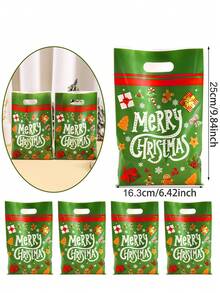 10/20/50入聖誕禮物袋，Merry Christmas 塑膠小禮袋，綠色點心袋，適合冬季節日裝飾，聖誕派對用品 - 多色 - 查看 6