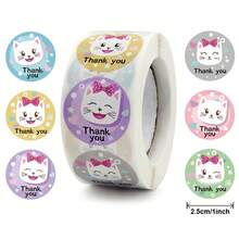 500 piezas/Rollo Pegatinas de Gatos de Animales de Dibujos Animados - Multicolor - Ver 4
