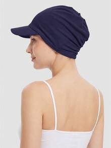 CONFLASS Women's Ribbed Loose Turban Hat With Brim, Elastic Lightweight Muslim Hijab Inner Cap, Solid Color Sun Protection Student Headwear - Multicolor - View 8
