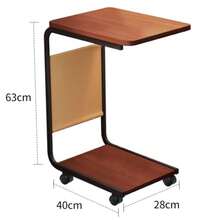 Mesa Auxiliar Sala con Ruedas, Mesa para Cama de Noche 2 Niveles en Forma de C, Mesitas para Sala con Estructura de Metal, Dormitorio, Trabajar Desde Casa, para Estudiar, Salón - Multicolor - Ver 3