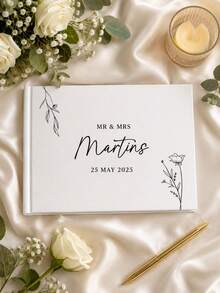 Personalized Wedding Guest Book, Personalized Linen Cover Photo Album, Guest Reception Book, Customized Engagement Keepsake Book, Wedding Signature Book, Wedding Commemorative Gift - Multicolor - View 1