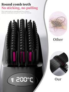 SKYWORTH Mini Wireless Heated Hair Straightener Brush With LCD Screen, Ceramic Coating & Negative Ion, 2000mAh Rechargeable Travel Styler - Multicolor - View 5