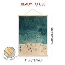 1pc Captivating Ocean Swimming Canvas Art - Unframed Beach Hut Decorative Painting, Simple Wall Art For Living Room And Bedroom - Multicolor - View 14