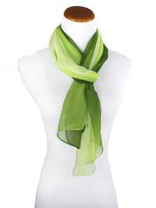 1pc Women's Spring Classic Solid Color Chiffon Scarf, Multi-Functional Silk Scarf - Yellow-green - View 3