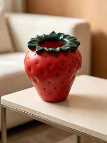 1Pc Creative Strawberry Resin Vase - Fruit Shape Flower Vase For Living Room & Desk, Cute Home Decor | Home Decor, Room Decor, Boho Decor, Desk Decor, Cute Collectible, Unique Gift - New Arrival - Strawberry Combo - View 13