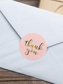 500Pcs Kraft Paper Round Thank You Stickers, Pink Self-Adhesive Labels For Candy Bags, Gift Box, Cake Box, Wedding Favors, Back To School, DIY Craft - Gold Foil Seal Sticker - View 9