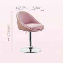 VASAGLE Schminkstuhl mit Rückenlehne, Stuhl drehbar, robuster Sockel, für Schlafzimmer, Esszimmer, 52 x 50,5 x (68,5-80,5) cm, rosa-grau - Pink - Übersicht 2