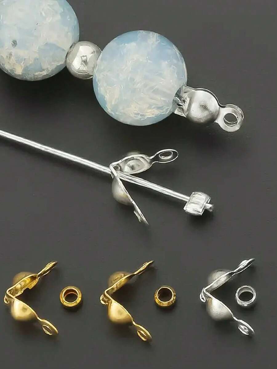 200pcs Connection Ring Set, Including 100pcs Of Buckle And 100pcs Of Positioning Beads, Suitable For Jewelry Making, Bracelet Necklace Connectors - Multicolor - View 1