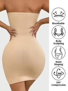 Seamless Strapless Bodycon Shapewear Dress For Women, Non-Slip Push-Up Bust, Strong Tummy Control, Butt Lift, Slimming Tight-Fitting Base Dress, 1pc - Apricot - View 2