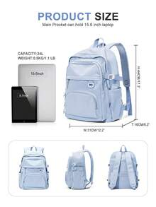 Floless 14/15.6 Inch Women's Laptop Backpack, Casual College Student Bookbag, Daily Commute Travel Bag, Fashionable Multi-Functional Student Backpack, Randomly Shipped New And Old Versions - Baby Blue - View 3
