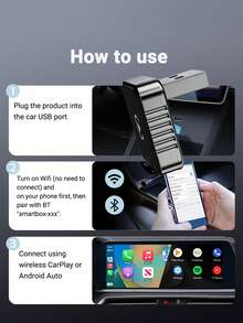 XUDA 全新迷你CarPlay AI盒子，无线CarPlay和安卓二合一车载音响，支持有线和无线连接，配备2.4-5.0GHz WiFi 5，时尚便携。适用于市面上99%具备有线CarPlay和安卓功能的车型。 - 銀黑色 - 查看 5