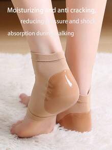 1 Pair Silicone Mesh Heel Crack Protection Socks, Foot Whitening Moisturizing Anti-Cracking Care Massage Smooth Ankle Socks, Suitable For Outdoor, Sports, Travel, Home, Office, School - Multicolor - View 2