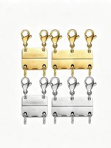 1pc Alloy Material Women's Magnetic Necklace Extender Connector Separator, 18K Gold/Silver Color Anti-Tangle Jewelry Magnetic Clasp, Suitable For Layering Necklaces, Combines Separating And Extending Functions, Magnetic Buckle. - Gold - View 4