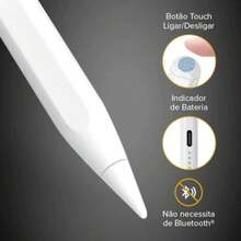 Caneta Magnetica Capacitiva Para Desenho Grafico E Escrita Em Tablet E Celular Ponta Fina Macia Nao Risca A Tela Design Ergonomico - branco - Visão 4