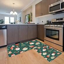 1pc Deep Green Christmas Adventure Rug, Kitchen Rug, Kitchen Mat, Kitchen Carpet, Door Mat, Small Rug, Carpet, Runner Rug, Floor Mat, Home Decor, Area Rug, Outdoor Mat, Home Decor, Area Carpet, Bedroom Rug, Washable Rug - Multicolor - View 3